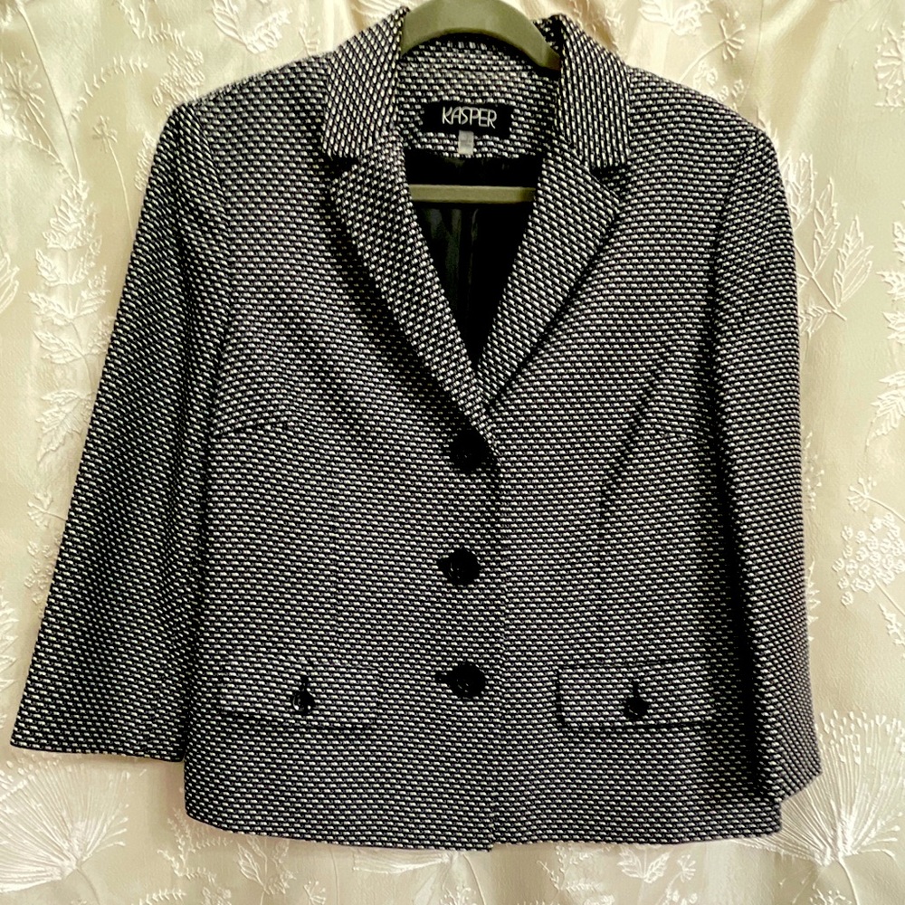 Kasper Separates Black Pattern Blazer Size 12 - image 1